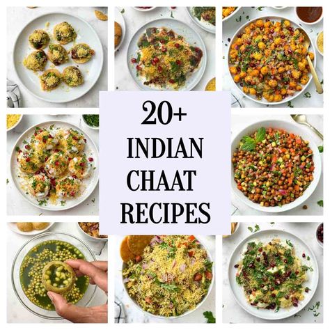 Indian Chaat Party Ideas, Indian Fusion Recipes Vegetarian, Fusion Chaat, Chaat Recipe Street Food, Kala Chana Chaat Recipe, Indian Chaat Recipes, Peanut Chaat Recipe, Dahi Papdi Chaat Recipe, Bhel Puri Recipe