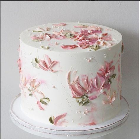 Buttercream Flowers Cake, Torte Creative, Soul Cake, Pink Buttercream, Cake Piping, Buttercream Flower Cake, Torte Cupcake, Flowers Cake, Cake Flowers