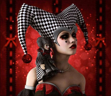 Sexy jester - inspiration for SexyMuse.com - Clown Hat, Dark Circus, Night Circus, Carnival Circus, The Circus, Cabaret, Harley Quinn, Headdress, Costume Ideas