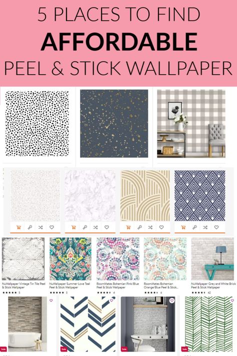 5 Places to Find Affordable Peel and Stick Wallpaper - Cabin Lane Open Kitchen Decor Ideas, Open Kitchen Decor, Kitchen Shelving Ideas, Vintage Tin Tiles, Peal And Stick Wallpaper, Closet Wallpaper, Peel N Stick Wallpaper, Kitchen Shelving, Look Wallpaper