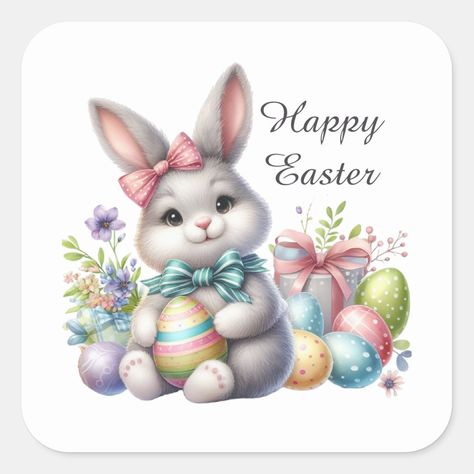 Cute Easter bunny eggs add text Square Sticker Free Printable Christmas Cards, Bunny Images, Easter Lamb, Cute Lamb, Spring Coloring Pages, Easter Bunny Eggs, Bunny Wallpaper, Easter Images, Easter Clipart