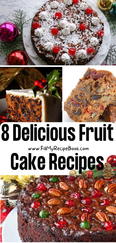 8 Delicious Fruit Cake Recipes - Fill My Recipe Book English Fruit Cake Christmas, White Fruit Cake Recipe Old Fashion, Apricot Fruit Cake, Best Fruit Cake Recipe Christmas, Alcoholic Cakes Recipes, Texas Fruit Cake Recipe, Christmas Fruitcake Recipes, Old Fashion Fruit Cake Recipe, Old English Fruit Cake Recipe