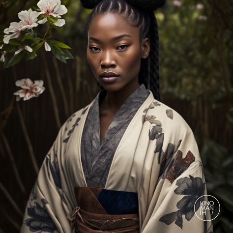 #kimonolovers #fashionlovers Futuristic Japanese Fashion, Afro Japanese, Tribe Aesthetic, Akiman Art, African Superhero, Asian Traditional Fashion, Princess Kaguya, Black Power Art, Black China