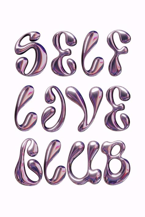 Purple Wall Art Printables, Bubble Letter Fonts Alphabet Style, Press On Business, Art Self Love, Purple Chrome, Love Font, Wallpaper Tools, Affirmation Art, Bubble Letter Fonts