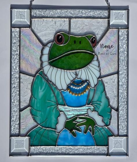 Frog On Window, Stained Glass Frog, Copper Foiling, Antique Stain, Window Color, Stained Glass Paint, Glass Lantern, Stained Glass Diy, Faux Stained Glass