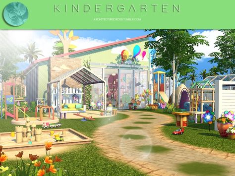 By Pralinesims  Found in TSR Category 'Sims 4 Community Lots' Sims 4 Daycare Build, Daycare Sims 4, Sims 4 Kindergarten, Sims Freeplay Characters, Sims 4 Daycare Cc, Sims 4 Playground Cc, Sims 4 Daycare, Sims 4 Restaurant, Lotes The Sims 4