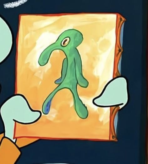 Spongebob Captain Painting, Spongebob Holding A Sign, Spongebob References, Squidward Aesthetic, Spongebob Scenes, Spongebob Freeze Frames, Spongebob Stills, Squidward Art, Spongebob Crafts