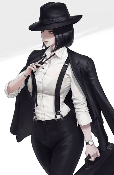 Anime Suit, Woman In Suit, 영감을 주는 캐릭터, Female Character Design, Digital Art Girl, Character Portraits, Manga Girl, Fantasy Character Design