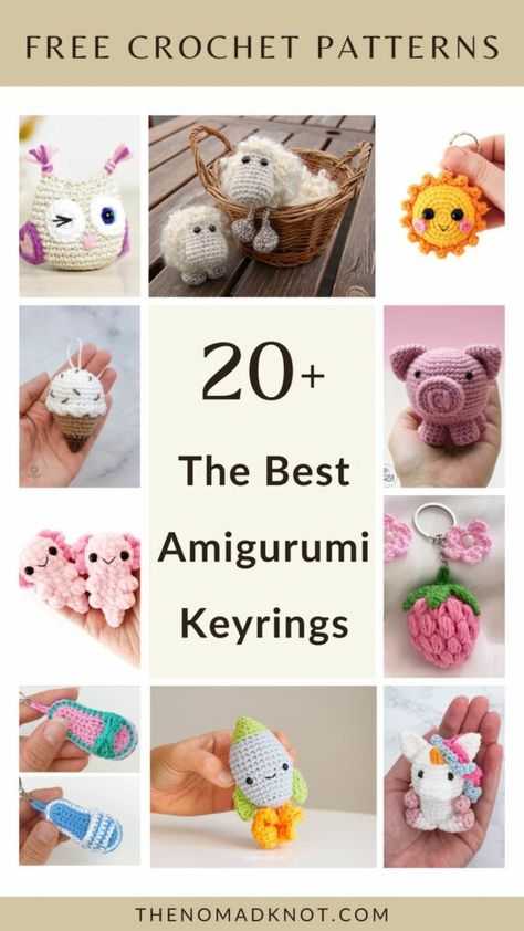 The Cutest free crochet keyrings on Pinterest! – The Nomad Knot Quick And Easy Crochet Projects, Crochet Keyring Free Pattern, Crochet Keyrings, Crochet Keyring, Knitting Patterns Free Dog, Keychain Patterns, Crochet Project Free, Crazy Crochet, Crochet Keychains