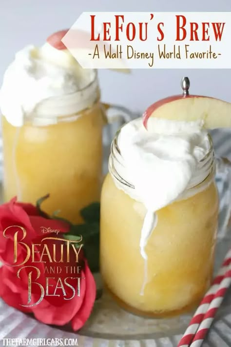 Disney Inspired Recipes, Disney Themed Food, Disney Movie Nights, Disney Dishes, Disney Inspired Food, Movie Night Dinner, Disney Drinks, Beast Movie, Apple Drinks