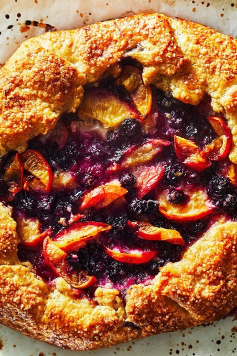 NYT - Nectarine and Blueberry Galette // fruit, sugar, acid ratio inspiration Sourdough Tart Crust, Galette Recipes, Ny Times Recipes, Blueberry Galette, Nyt Recipes, Sourdough Starter Recipes, Baked Doughnuts, Galette Recipe, Sourdough Starter Discard Recipe