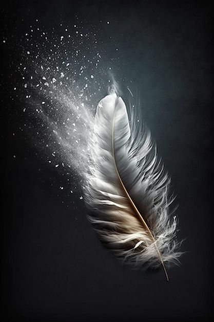 Photo a feather that has the word feathe... | Premium Photo #Freepik #photo #feather #bird-feather #plume #white-feather Feather In The Wind, Falling Feathers Aesthetic, Paintings Of Feathers, Feather Art Painting, Feathers Painting, Feather Images, Feathers Illustration, Feather Photo, Owl Feathers