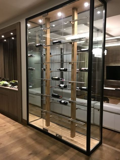 Wine Cabinet Design, Wine Cellar Wall, Wine Room Design, Wine Cellar Racks, Glass Wine Cellar, Wine Cellar Door, Home Bar Areas, Wine Closet, Home Bar Rooms