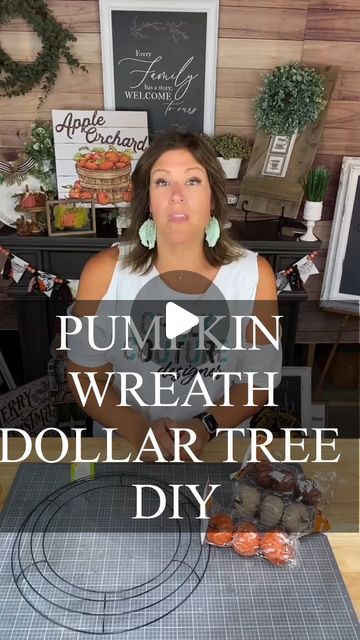 Creative Sarah at Home on Instagram: "Dollar Tree DIY - clip-on Pumpkin Wreath #dollarstorediy #pumpkindiy #falldiy #dollartreediy #dollartreecrafts" Diy Fall Hanging Decor, Harvest Diy Crafts, Fall Door Reef Ideas, Diy Fall Reef, Dollar Tree Diy Thanksgiving Crafts, Fall Wreath Diy Dollar Tree, Dollar Tree Fall Decor Diy Wreath, Fall Dollar Tree Crafts 2024, Diy Pumpkin Wreath Dollar Tree