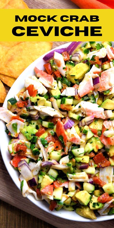 Crab Salsa Recipe, Crab Ceviche Recipe Mexican, Healthy Ceviche Recipe, Imitatation Crab Recipe Ceviche, Crab Meat Ceviche Recipe, Mock Crab Recipes, Healthy Imitated Crab Recipes, Ceviche Recipe Crab, Imitatation Crab Recipe Ideas