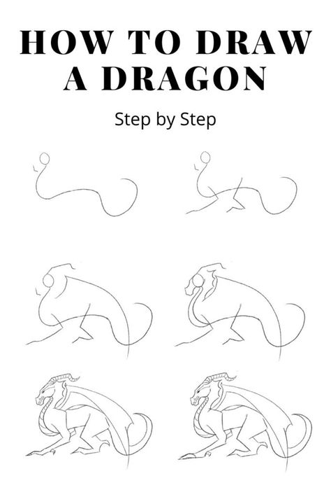 Dragon Sketch Easy Step By Step, How To Draw Fantasy Creatures, Drawing Dragons Easy, Dragon Drawing Sketches Step By Step, How To Draw A Dragon Step By Step, Easy Dragon Drawings Simple, Dragon Drawing Step By Step, Dragon Sketch Easy, How To Draw A Dragon