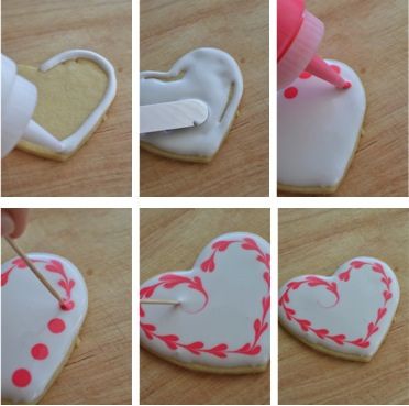 Heart Cookies Steps Easy Icing Recipe, Valentine Cookies Decorated, Cookies Cupcake, Heart Sugar Cookie, Valentine Sugar Cookies, Cookie Decorating Party, Shaped Cookies, Royal Icing Recipe, Heart Shaped Cookies