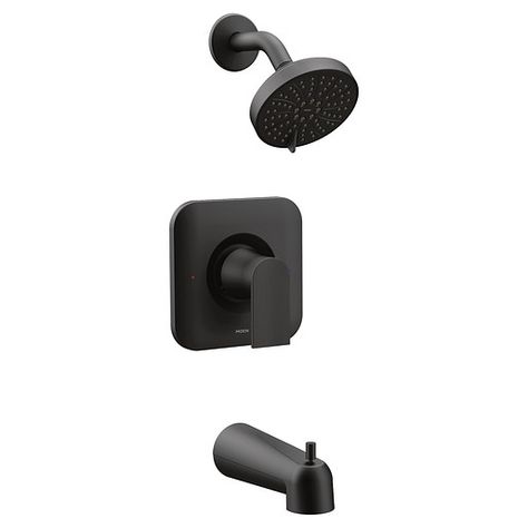 Genta LX Matte Black Posi-Temp® Eco-Performance Tub/Shower -- T2473EPBL -- Moen Moen Genta, Modern Tub, Tub And Shower, Tub Spout, Tub And Shower Faucets, Faucet Handles, Trim Kit, Bathtub Shower, Shower Arm