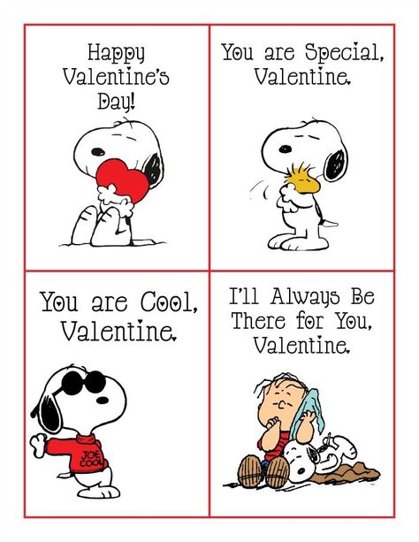 FREE Printable Peanuts Valentines Featuring Snoopy Valentines Card Sayings, Citation Saint Valentin, Charlie Brown Valentine, Kids Crafts For Toddlers, Kids Crafts For Boys, Free Valentine Cards, Snoopy Valentine's Day, Valentines Quotes Funny, Snoopy Valentine