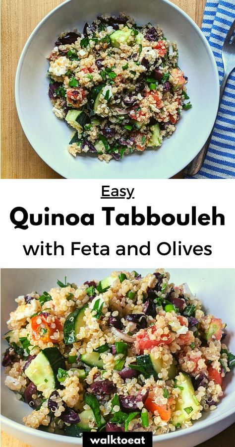 Salad With Olives, Feta And Olives, Tabouli Salad, Tabbouleh Recipe, Parsley Recipes, Feta Recipe, Feta Salad Recipe, Parsley Salad, Quinoa Tabbouleh