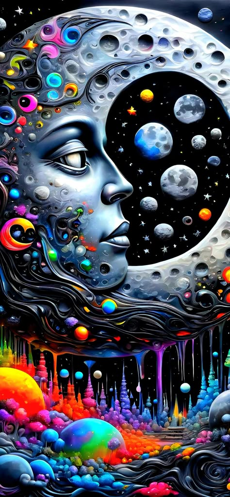 Trippy Background Aesthetic, Dark Trippy, Kali Art, Astronomy Wallpaper, Moon Stars Art, Trippy Aesthetic, Planet Poster, Eyeball Art, Mushroom Pictures