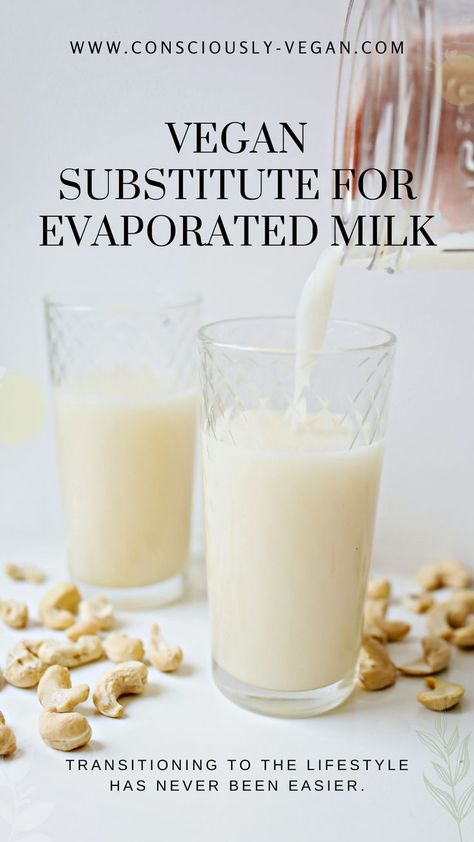 Vegan Substitute for Evaporated Milk Vegan Evaporated Milk, Substitute For Evaporated Milk, Make Evaporated Milk, Evaporated Milk Substitute, Vegan Swaps, Evaporated Milk Recipes, Vegan Substitutes, Evaporated Milk, Milk Recipes