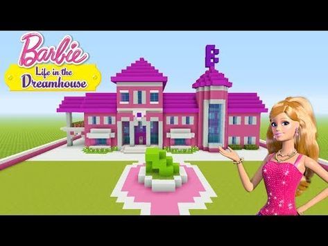 Minecraft Tutorial: How To Make a Barbie House "Barbie Life In The Dreamhouse" - YouTube Medieval Mansion, Pink Mansion, Dreamhouse Barbie, Disney Minecraft, House Barbie, Barbie Life In The Dreamhouse, Survival House, Case Minecraft, Houses Minecraft