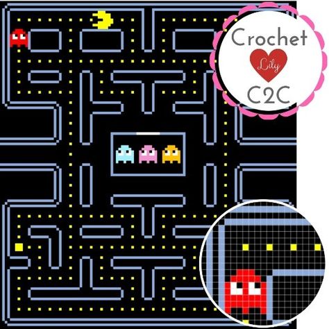 The Pacman C2C Blanket pattern. - Crochet C2C Lily | Boosty C2c Blanket Pattern, C2c Blanket, C2c Graph, C2c Crochet Blanket, Graph Design, C2c Crochet, Crochet Patterns Free Blanket, Afghan Pattern, Afghan Crochet Patterns