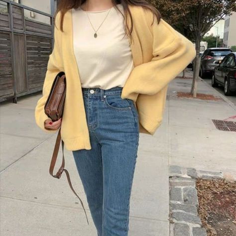 Womens Sweater Coats, Loose Knitwear, Loose Fit Sweater, Korean Girl Fashion, Long Sleeve Tops Casual, Long Sweaters Cardigan, Korean Outfits, Cute Casual Outfits, Cardigans For Women