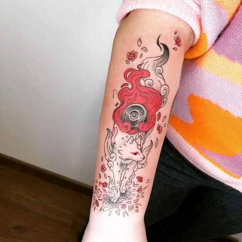 Banger Tattoos, Amaterasu Tattoo, Okami Tattoo, Amaterasu Okami, Okami Amaterasu, Tattoo Inspo, Japanese Tattoo, Tattoos