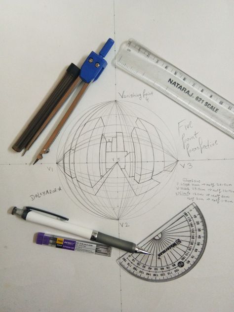 Five Point Perspective Drawing, Five Point Perspective, Curvilinear Perspective, 4 Point Perspective, 5 Point Perspective, 1 Point Perspective Drawing, Reef Painting, Building Drawings, Perspective Drawings