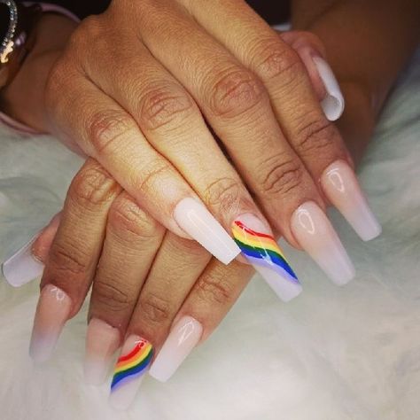 Acrylic nails, rainbow nails, pride month nails Pride Month Nails Acrylic, Pride Month Nails, Nails Rainbow, Pride Nails, French Tip Acrylics, French Tip Acrylic Nails, Rainbow Nails, Pride Month, Nails Acrylic