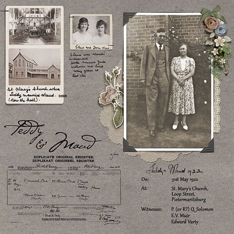 Family History Book Layout, History Scrapbook, Genealogy Scrapbook, Heritage Scrapbooking Layouts, Genealogy Crafts, Heritage Wedding, Ancestry Scrapbooking, Family Tree Book, Heritage Scrapbook Pages