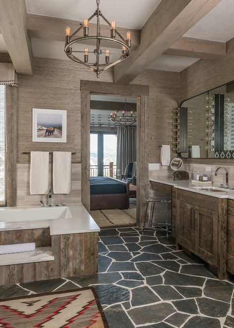 VIKING VIEW - Locati Architects & Interiors | Bozeman, Big Sky Architects Viking Home, Chalet Interior Design, Cabin Style Homes, Cabin Interior Design, Chalet Interior, Cabin Bathrooms, Rustic Bathroom Designs, Beautiful Houses Interior, Rustic Bathroom Decor