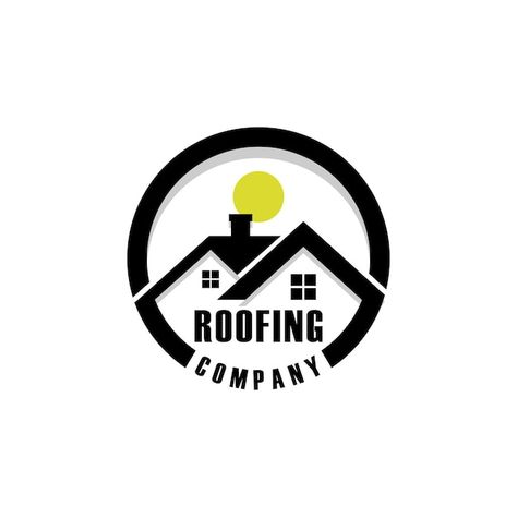 Sun Logo Design, Roofing Logo, Sun Logo, Roofing Companies, Lighting Logo, House Roof, Home House, Construction Company, Premium Vector