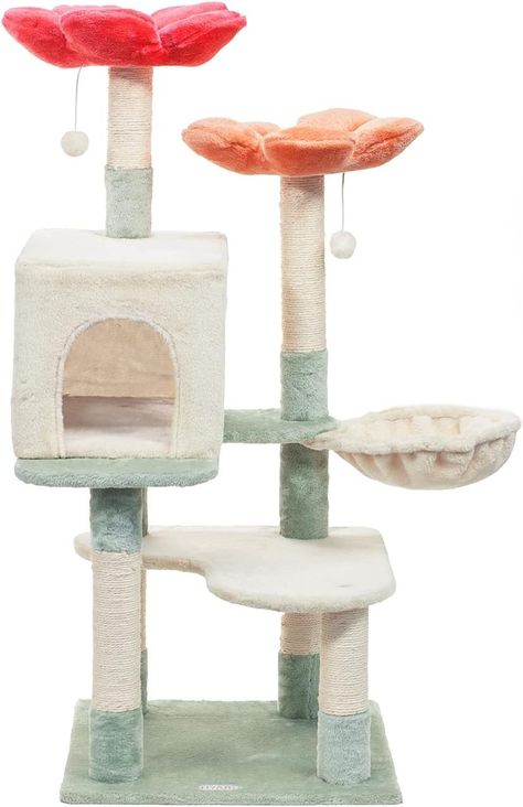 Amazon.com : HYABi 48in Hanging Basket Flower Cat Tree Tower Condo Furniture Apartment Plush Habitat Kitten Amusement Platform with Scratch Posts Toy Ball Pet House Play (Large 48" H) : Pet Supplies Flower Cat Tree, Furniture Apartment, Cat Climbing Frame, Condo Furniture, Flower Cat, Hanging Furniture, Hanging Flower Baskets, Expensive Furniture, Pet House