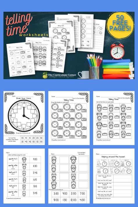 Telling Time Worksheets Free Printable, Telling Time Activities, Telling Time Practice, Clock Work, Telling Time Worksheets, Maths Ideas, Eureka Math, Fun Math Activities, Time Worksheets