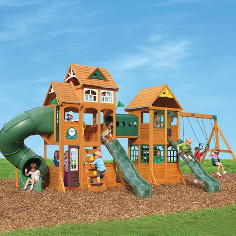 Backyard Play Equipment, Detailed Kitchen, Backyard Ideas For Kids, Wooden Play Set, Playhouse For Kids, Gorilla Playsets, Cedar Lumber, Kids Play Set, Backyard Swings