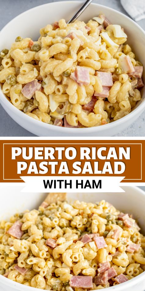 Pasta Salad Puerto Rican, Acidic Side Dishes, Cuban Macaroni Salad, Puerto Rican Lunch Ideas, Classic Puerto Rican Dishes, Spanish Pasta Salad, Spam Macaroni Salad, Puerto Rican Cookout Food, Cuban Pasta Salad