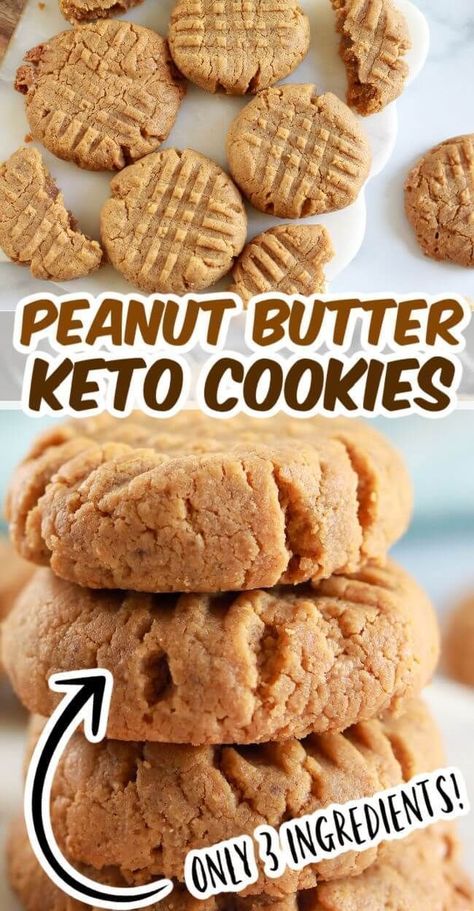 Learn how to make easy, keto peanut butter cookies from The Soccer Mom Blog! These classic cookies are so delicious and are only 3 ingredients! If you are on the keto diet or just like peanut butter, then this dessert recipe is perfect for you. Bake up your own batch of easy keto peanut butter cookies! Peanut Butter Keto Cookies, Cookies 3 Ingredients, Peanut Butter Keto, Blondie Recipes, Galletas Keto, 1000 Calorie, Keto Peanut Butter Cookies, Keto Peanut Butter, Low Carb Low Fat Recipes