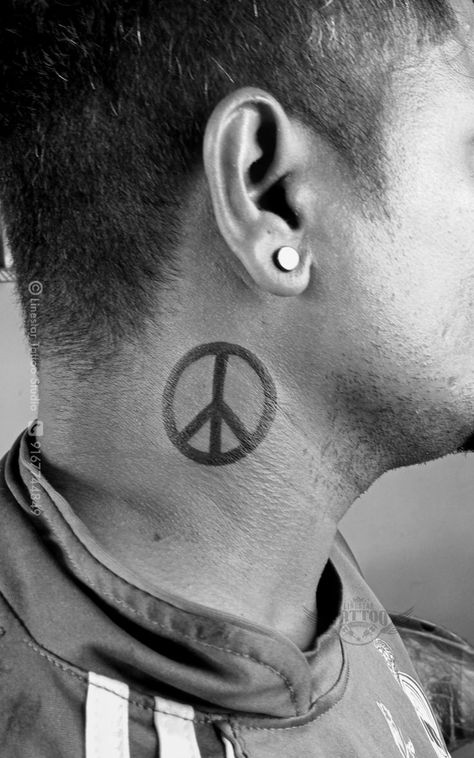 Peace Tattoo Peace Tattoo design Tattoo On Neck, Peace Tattoo, Peace Tattoos, Side Neck Tattoo, Neck Tattoo, Tattoo On, Ear Tattoo, Tattoo Studio, Tattoo Design