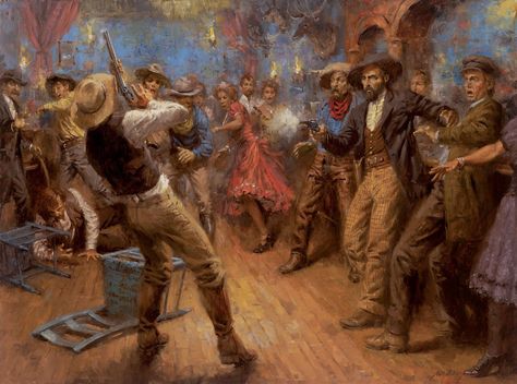 Andy Thomas, Old West Saloon, Wild West Art, Western Artwork, Weird West, Real Cowboys, Western Stuff, West Art, Cowboys And Indians