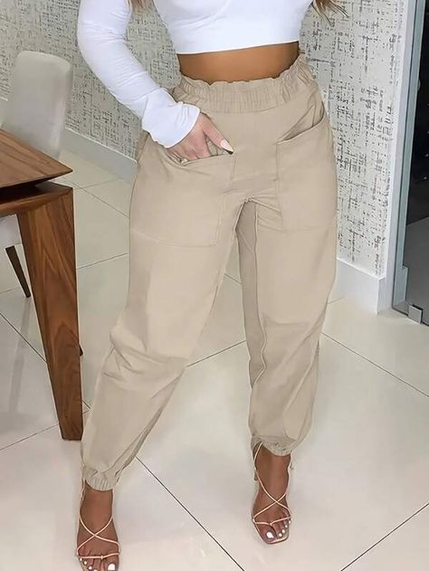 new in all | Moda new in all | SHEIN USA Beige Cargo Pants, Work Pants Women, Slacks For Women, Plus Size Pants, Pencil Pants, Cargo Pants Women, Waist Pants, White Casual, Fashion Colours