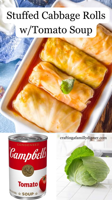 Stuffed Cabbage Rolls Tomato Soup, Easy Cabbage Rolls Recipe, Cabbage Roll Recipes Stuffed, Tomato Sauce For Cabbage Rolls, Old Fashioned Cabbage Rolls, Stuffed Cabbage With Tomato Soup, Cabbage Roll Soup With Tomato Soup, Cabbage Rolls Recipe Easy Beef, Cabbage Rolls Tomato Soup