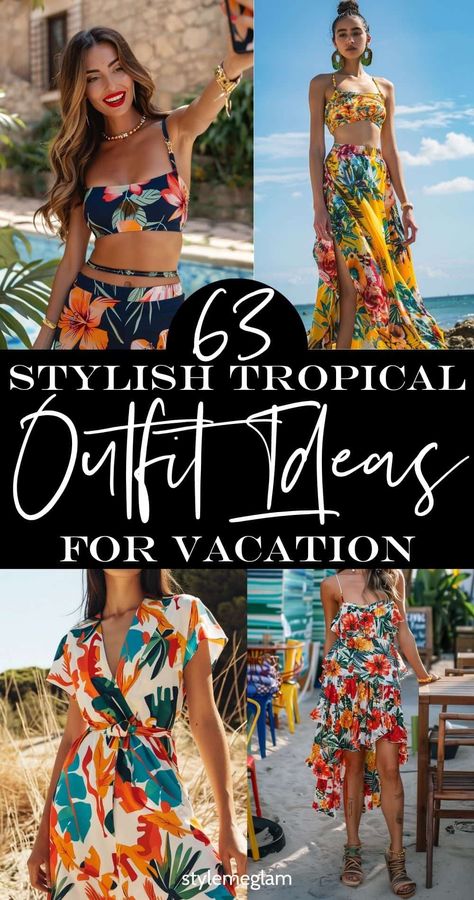 63 Trendy Tropical Outfit Ideas For Your Next Vacation Caribbean Outfit, Tropical Outfit Ideas, Hawaii Trip Outfits, Hawaiian Themed Outfits, Beach Outfits Women Vacation, Island Vacation Outfits, Old Money Look, Tropical Outfits, Caribbean Outfits