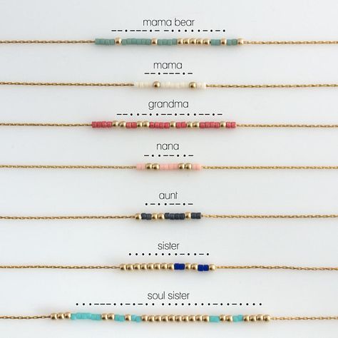 Morse Code Necklace Dainty Necklace with Tiny Beads Morse Morse Code Jewelry, Morse Code Necklace, Tiny Beads, Morse Code Bracelet, Beads Bracelet Design, Morse Code, Beaded Bracelets Diy, Mom Necklace, Bracelet Crafts