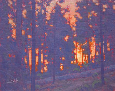 Understanding Color Intensity - DanSchultzFineArt Forest Sunset, Southwest Art, Plein Air Paintings, In The Woods, Abstract Landscape, Traditional Art, Painting Inspiration, Landscape Art, Art Inspo