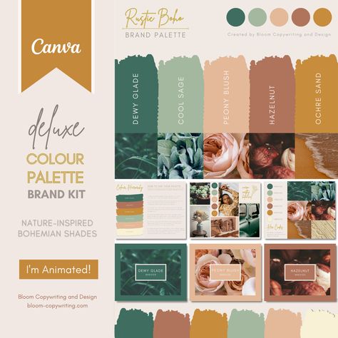 Colour Palette With Hex Codes, Boho Colour Palette, Rustic Color Palettes, Boho Branding, Brand Palette, Boho Brand, Mood Board Template, Gold Color Palettes, Hex Codes