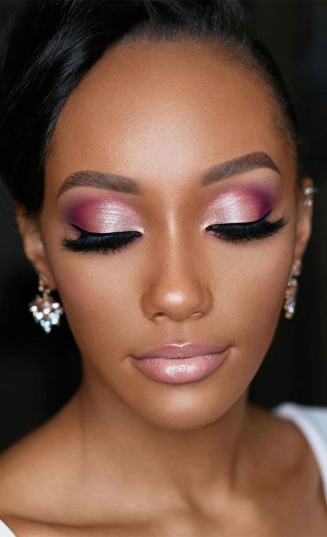 Black Wedding Makeup, Pink Wedding Makeup, Black Bridal Makeup, Gorgeous Wedding Makeup, Skin Tone Makeup, Wedding Eye Makeup, Wedding Autumn, Wedding Makeup For Brown Eyes, Best Wedding Makeup