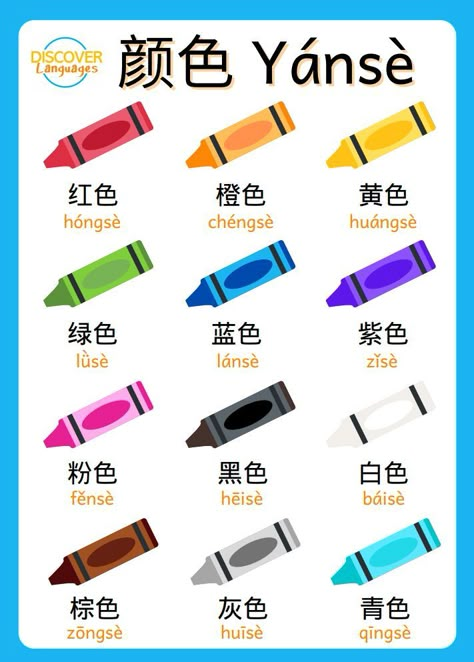 2 Posters & 2 Worksheets to download for learning the colors in Mandarin Chinese! PDF document available from the Discover Languages store. Check out our other Mandarin Chinese learning materials! #chinese #mandarin #mandarinchinese #chineselanguage #learnchinese #learnmandarin #chinesecolors #chinesecolours #colorsinchinese #colorsinmandarin #coloursinchinese #chinesecharacters #easychinese #beginnerchinese #hsk1 #学习汉字 #汉字 #拼音 #中文 #汉语 #写汉字 #教汉语 #教中文 #学习汉语 #学习中文 #中语 #颜色 Crayons Pictures, Chinese Flashcards, Poster Reference, Mandarin Chinese Languages, Learn Chinese Characters, Bahasa China, Mandarin Lessons, Chinese Language Words, China Language